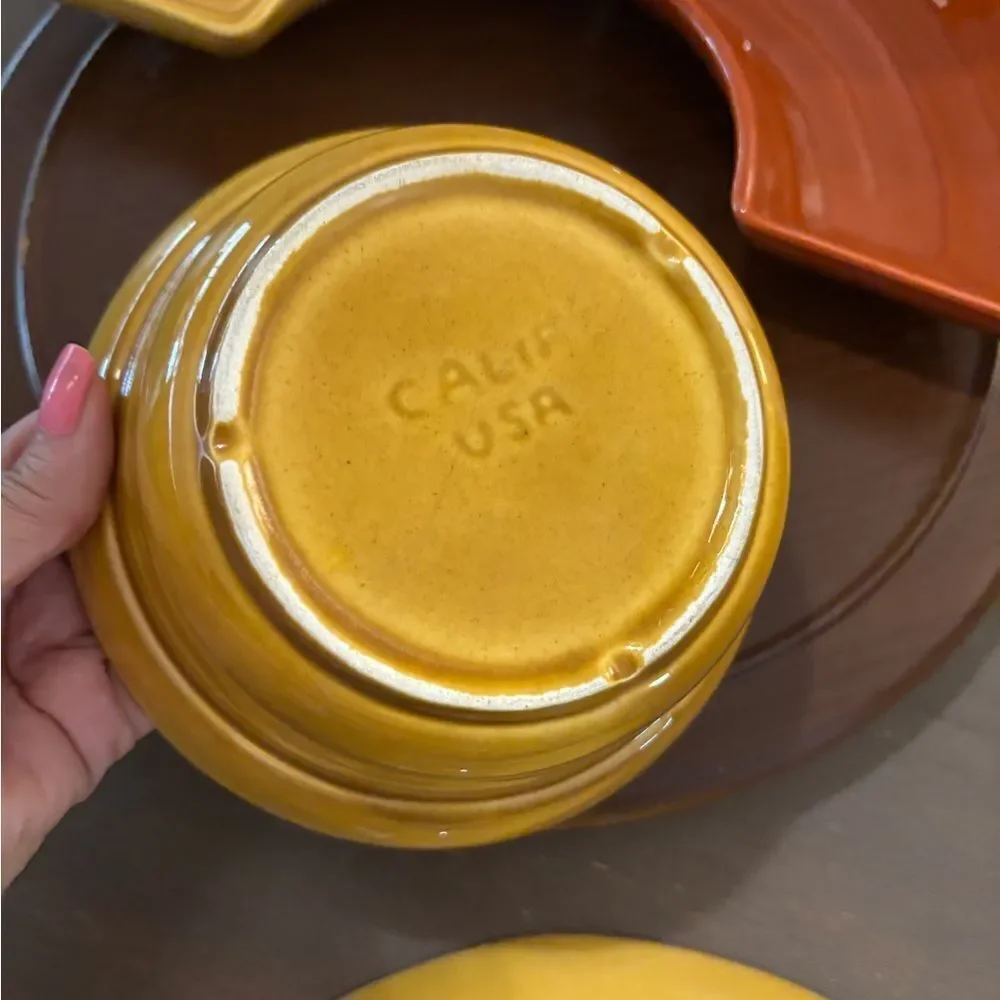 California Pottery Mid Century Modern Chip & Dip Set/ Relish Tray